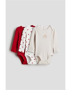 Комплект из 3 боди с длинными рукавами, красный H&m