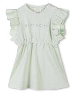 Платье с логотипом и блестками Kids, зеленый Givenchy