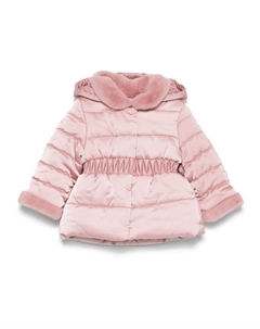 Пуховик с воротником из искусственного меха, розовый Abel & lula