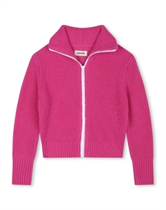 Кардиган с логотипом-интарсией Kids, розовый Zadig&voltaire