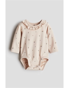 Хлопковое боди с воланным воротником, бежевый H&m