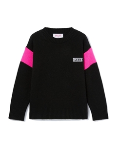 Свитер с логотипом-интарсией Junior, черный Pucci