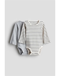 В упаковке 2 боди с длинными рукавами, серый H&m