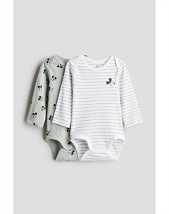 В упаковке 2 боди с длинными рукавами, зеленый H&m