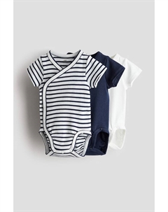 В упаковке 3 боди с запахом, синий H&m