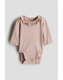 Хлопковое боди с воланным воротником, розовый H&m