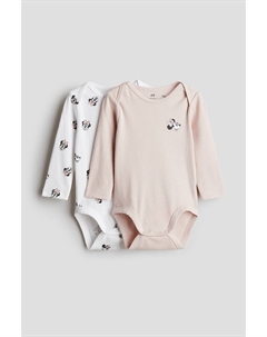 В упаковке 2 боди с длинными рукавами, розовый H&m