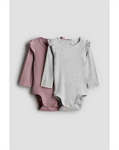 В упаковке 2 боди с длинными рукавами, серый H&m
