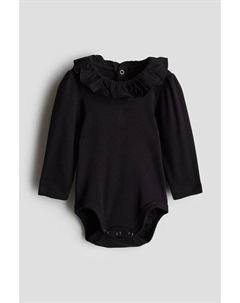 Боди с воланным воротником, черный H&m