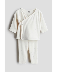 Комплект из двух предметов: рубашка с запахом и леггинсы, белый H&m