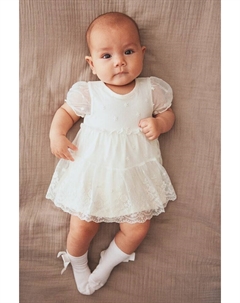 Платье боди из вышитой сетки, белый H&m