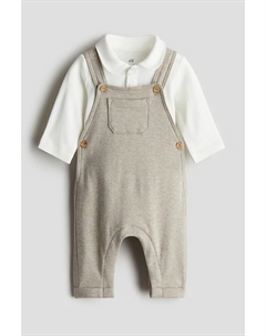 Комплект из двух предметов: боди и комбинезон, бежевый H&m