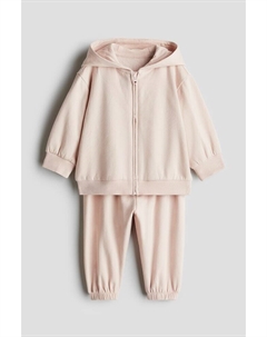 Костюм двойка с курткой худи и спортивными брюками, розовый H&m