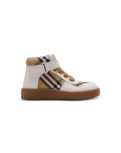 Высокие кеды в клетку Kids, белый Burberry