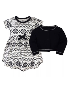 Комплект из 2 предметов из органического хлопка для малышей и девочек, черный Fair Isle Touched by nature