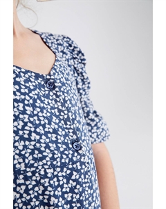 Платье с рюшами на рукавах, синий Next