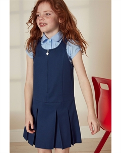 Школьное платье с подтяжками на молнии, синий Next