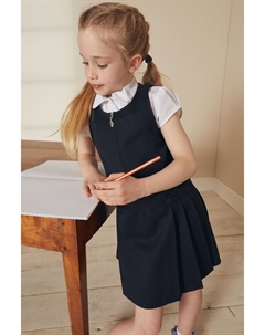 Школьное платье с подтяжками и вышивкой, синий Next
