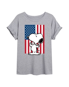 Струящаяся футболка с флагом США Peanuts для юниоров, серый Licensed character