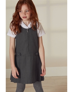 Школьное платье с подтяжками и вышивкой, серый Next