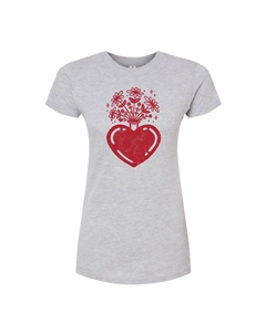 Футболка с рисунком в форме сердца с изображением цветов для юниоров, серый Licensed character