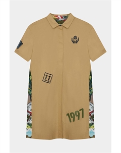 Платье-Рубашка с тропическим узором, бежевый Gulliver