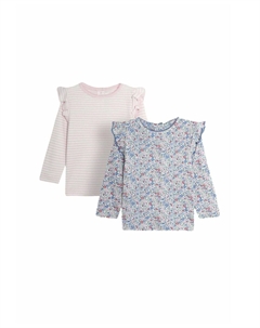 Топ с длинными рукавами BLOOM DITSY FLORAL STRIPE FRILL 2 PACK REGULAR FIT, розовый Jojo maman bébé