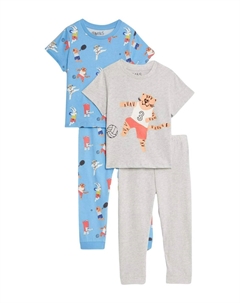 Пижамный комплект 2 PACK PURE COTTON ANIMAL PRINT, голубой/серый Marks & spencer