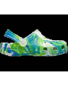 Классические детские сабо, светящиеся в темноте, с мраморным рисунком, цвет Prep Blue / Multi Crocs