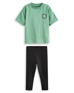 Леггинсы SHORT SLEEVES T-SHIRT AND LEGGINGS SET, цвет green black oversized Next