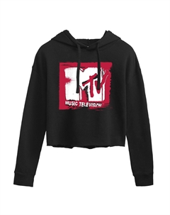 Укороченная худи с графическим рисунком в стиле панк с логотипом MTV, черный Licensed character