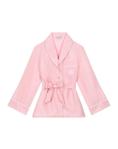 Шелковая блузка с вышитым логотипом, розовый Dolce&gabbana