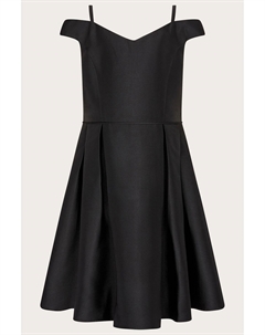 Черное платье для выпускного вечера Duchess из твила с открытыми плечами, черный Monsoon