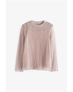 Блестящий сетчатый топ с высоким воротником, розовый Next