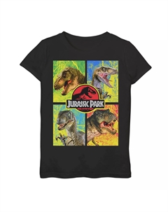 Футболка с рисунком «Парк Юрского периода» для девочек 7–16 лет, четыре разных лица динозавра, черный Licensed character