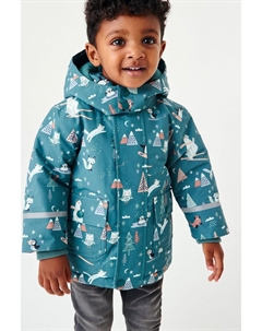 Непромокаемое пальто с отделкой из искусственного меха, синий Next