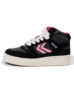 Кеды, скейтборд обувь женская высокая черный/розовый Feiyue.®