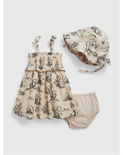 Льняное платье со шляпой, мультиколор Gap