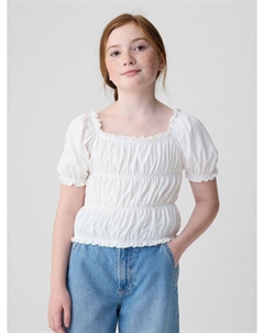 Детский хлопковый топ, белый Gap
