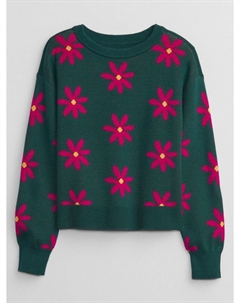 Детский свитер с цветочным узором, зеленый Gap