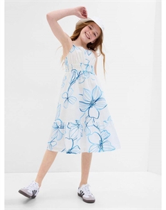 Детское платье миди с цветочным принтом, синий Gap