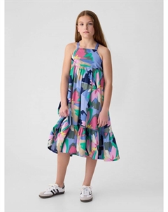 Детское платье миди с цветочным принтом, мультиколор Gap