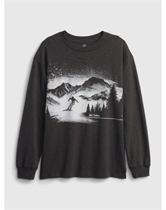 Детская футболка с принтом, серый Gap