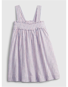 Полосатое льняное платье, фиолетовый Gap