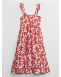 Детское платье миди с цветочным принтом, розовый Gap