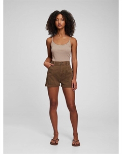 Джинсовые шорты с высокой посадкой для подростков, коричневый Gap