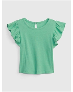 Футболка с рюшами, зеленый Gap