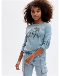 Детская футболка с принтом, синий Gap