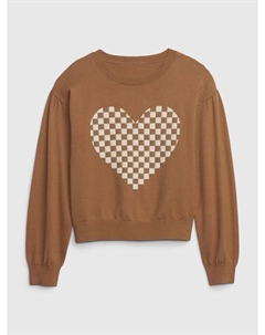 Детский свитер с сердечками, коричневый Gap