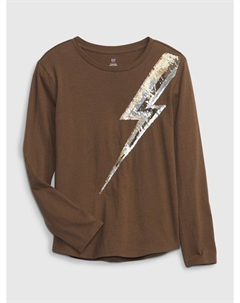 Детская органическая футболка с молнией, коричневый Gap